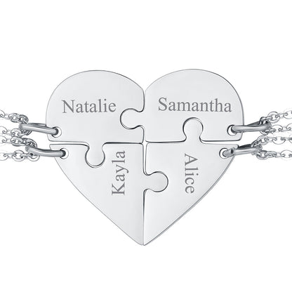 Personalized Heart Puzzle Matching Necklaces for Couples Mom Daughter Bff