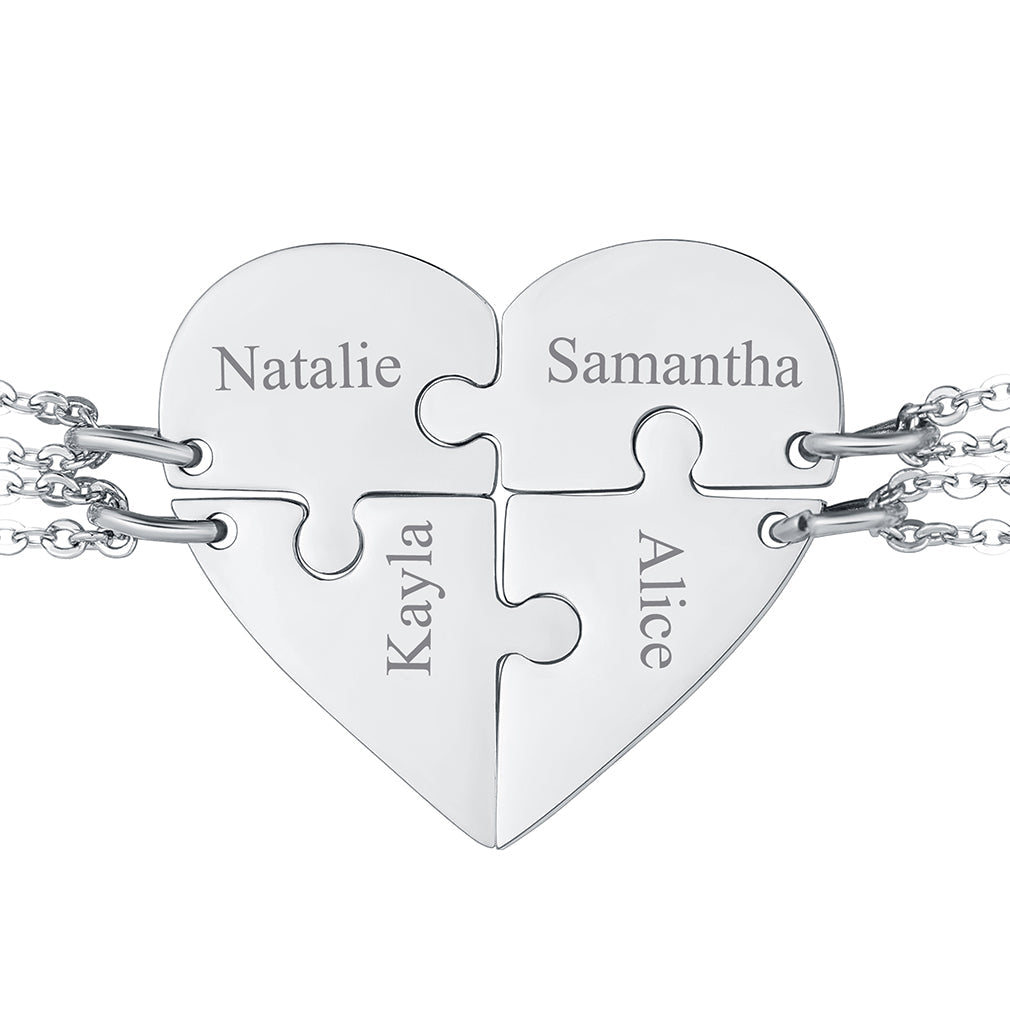 Personalized Heart Puzzle Matching Necklaces for Couples Mom Daughter Bff