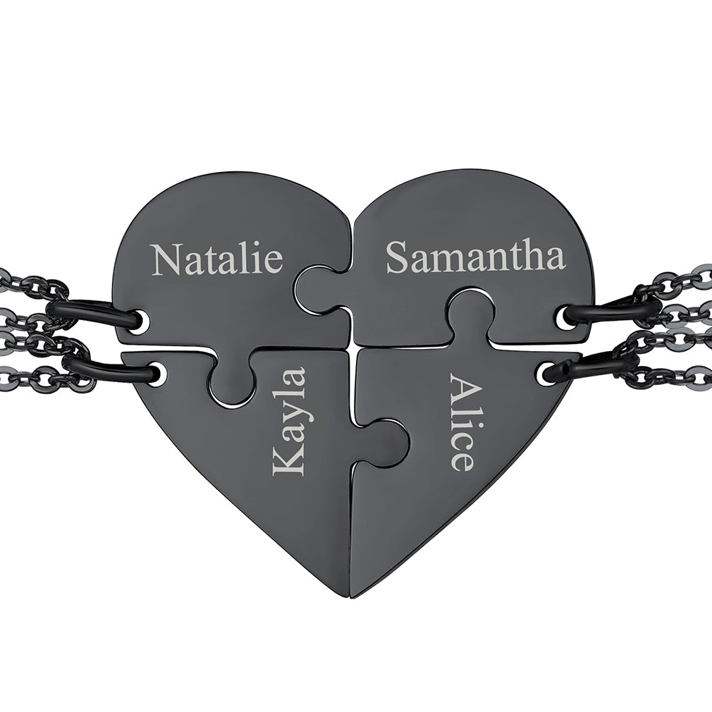 Personalized Heart Puzzle Matching Necklaces for Couples Mom Daughter Bff