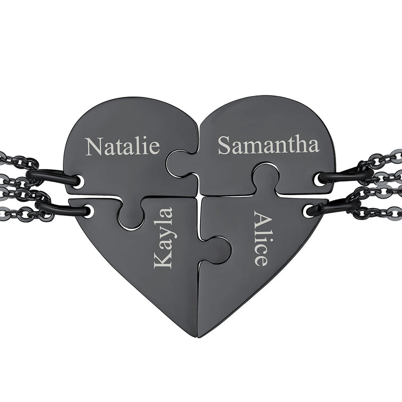 Personalized Heart Puzzle Matching Necklaces for Couples Mom Daughter Bff
