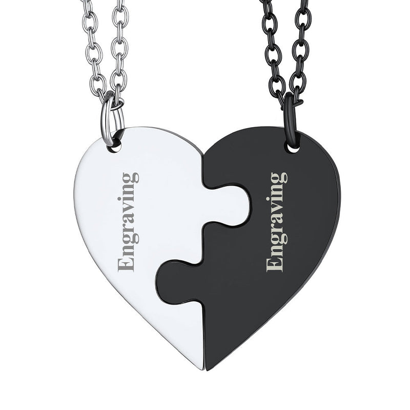 Personalized Heart Puzzle Matching Necklaces for Couples Mom Daughter Bff