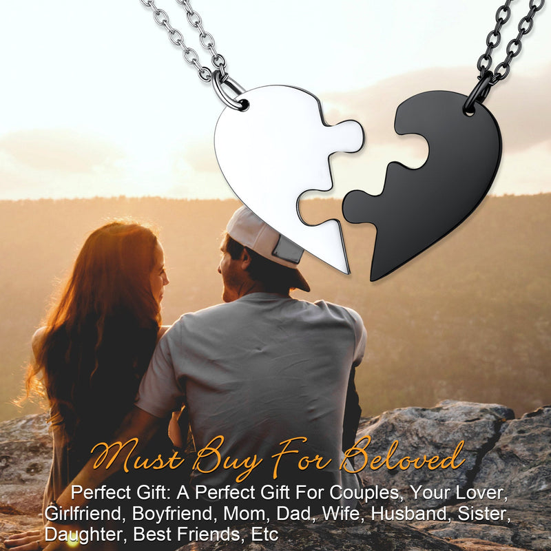 Personalized Heart Puzzle Matching Necklaces for Couples Mom Daughter Bff