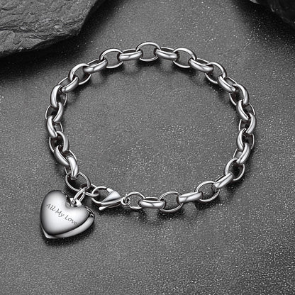 Custom Heart Link Chain Bracelet Gift for Couple