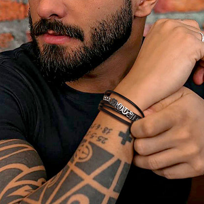 Customized Names Layer Braided Leather Bracelet for Father