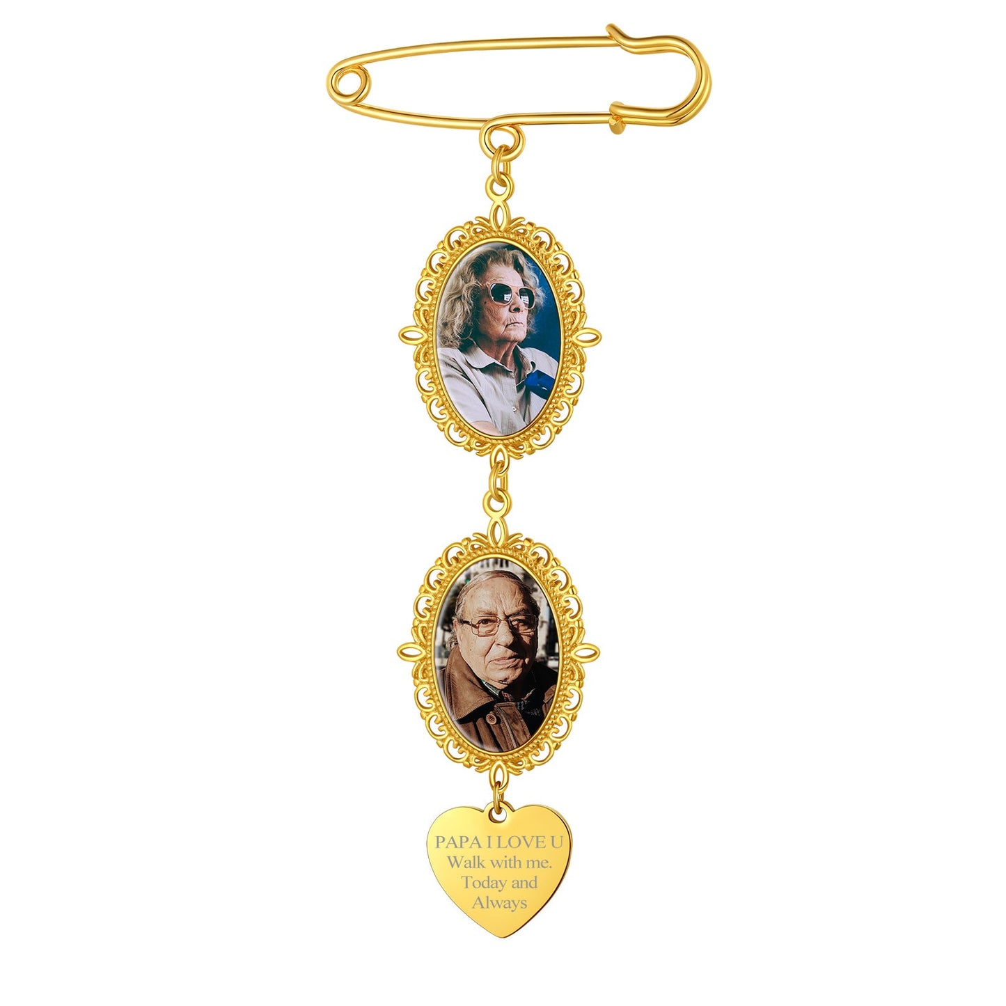 Customized Memorial Picture Charms Brooch Pins for Wedding