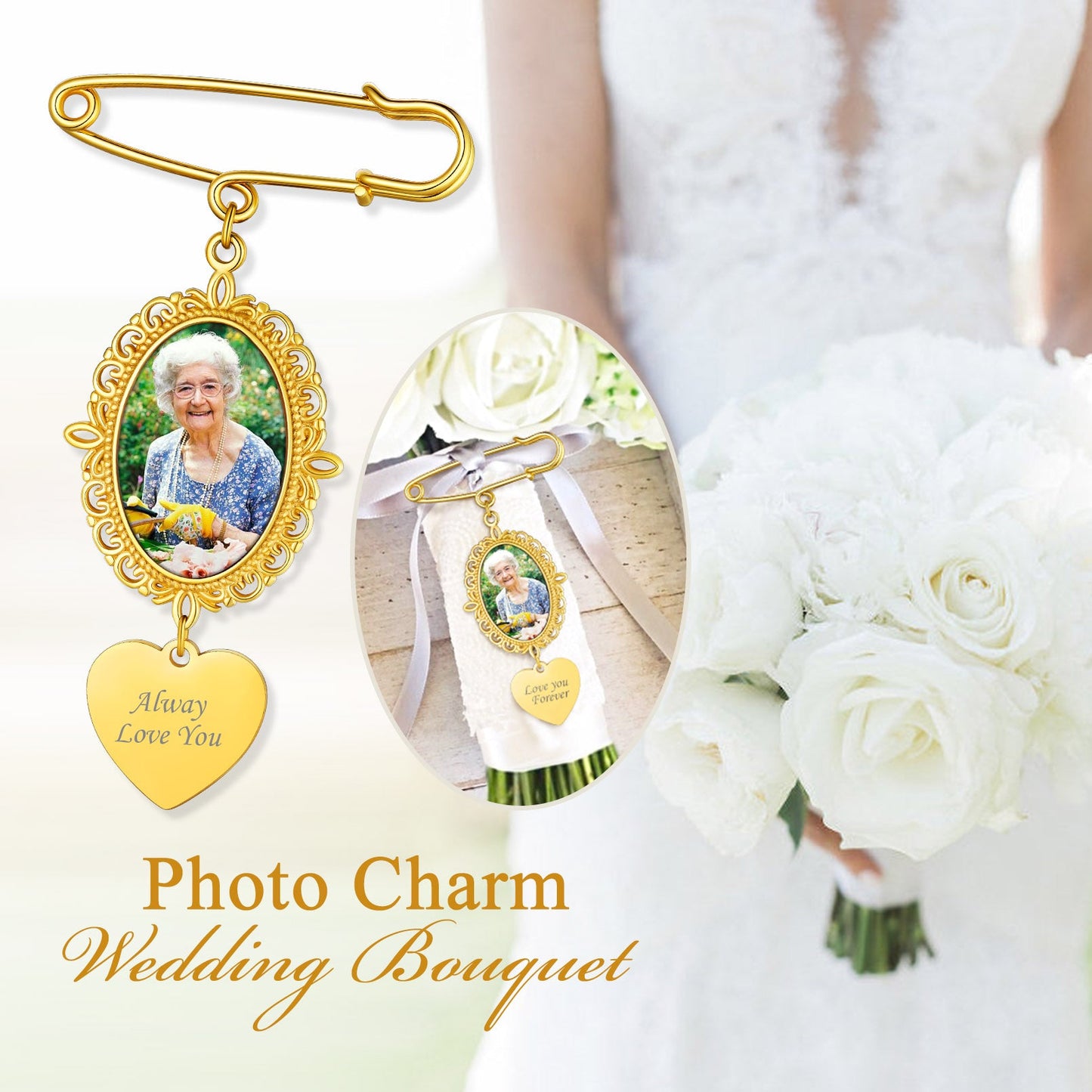 Customized Memorial Picture Charms Brooch Pins for Wedding