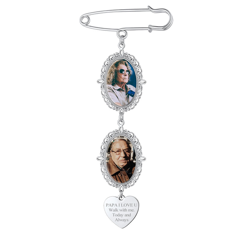 Customized Memorial Picture Charms Brooch Pins for Wedding