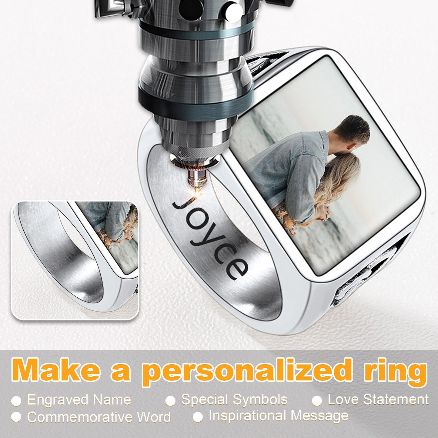 Personalized Custom Photo Ring With Knot for