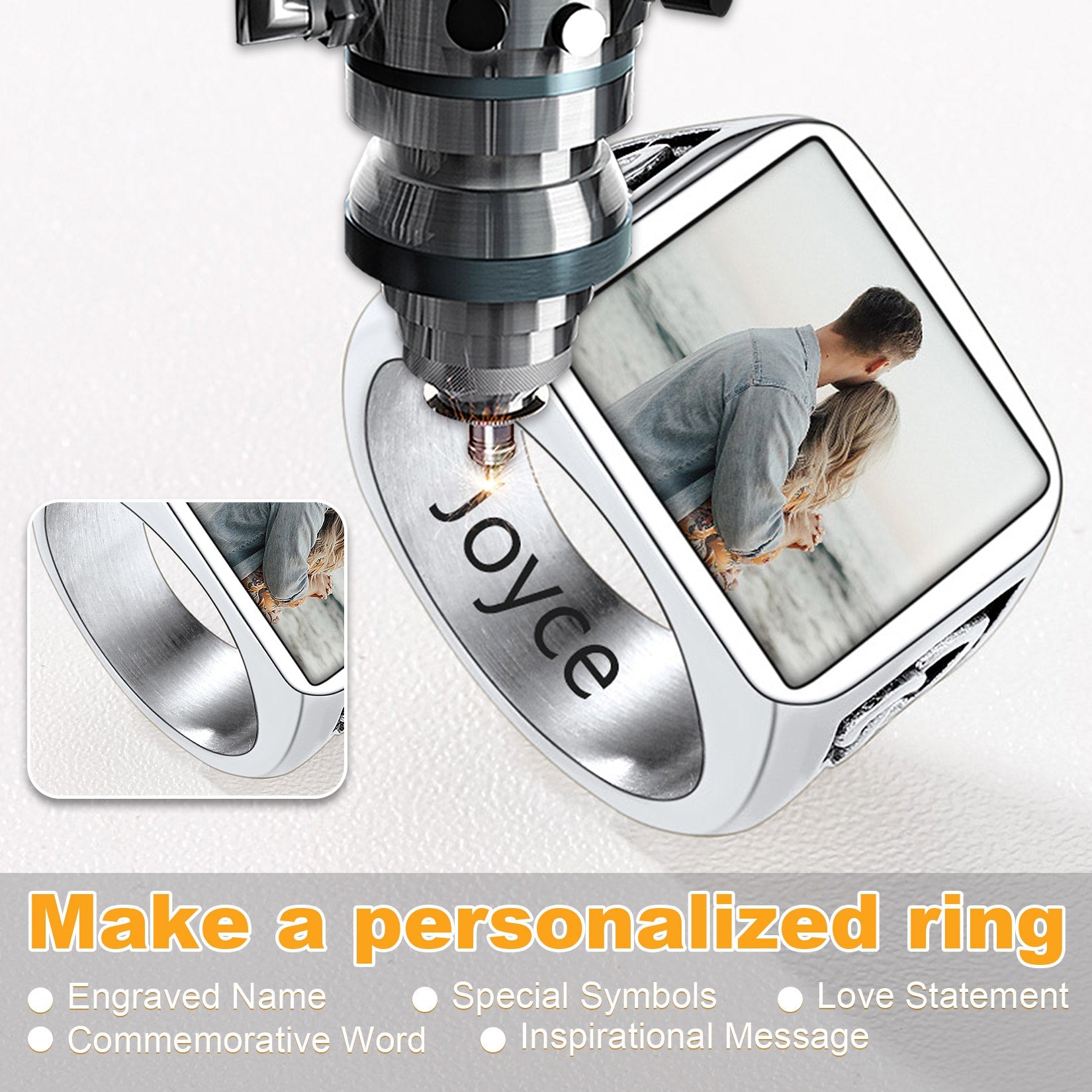 Personalized Custom Photo Ring With Knot for