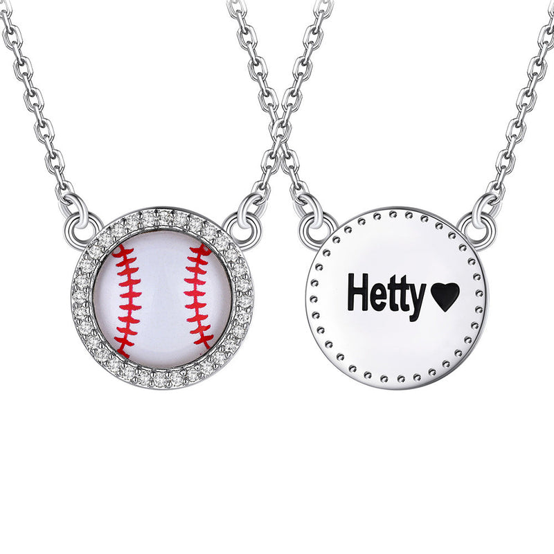 Custom Cz Sports Pendant Necklace With Name Tag for Fans Athlete