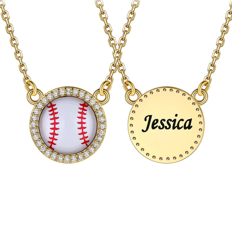 Custom Cz Sports Pendant Necklace With Name Tag for Fans Athlete