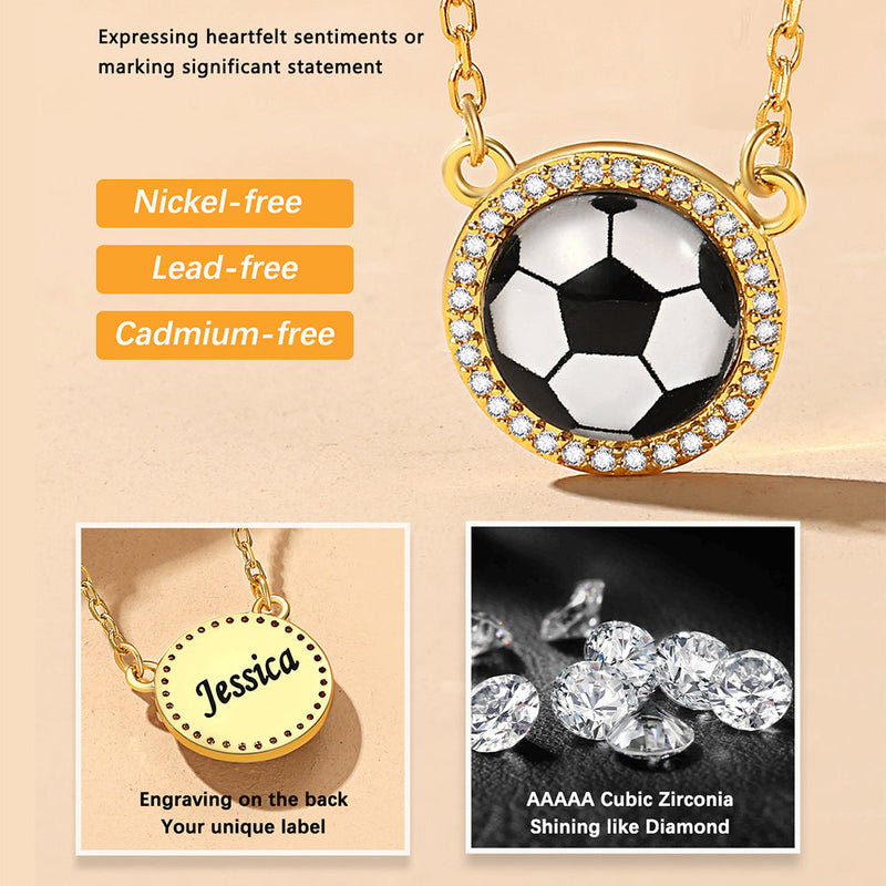 Custom Cz Sports Pendant Necklace With Name Tag for Fans Athlete
