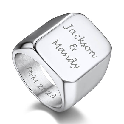 Customized Text Chunky Signet Ring for