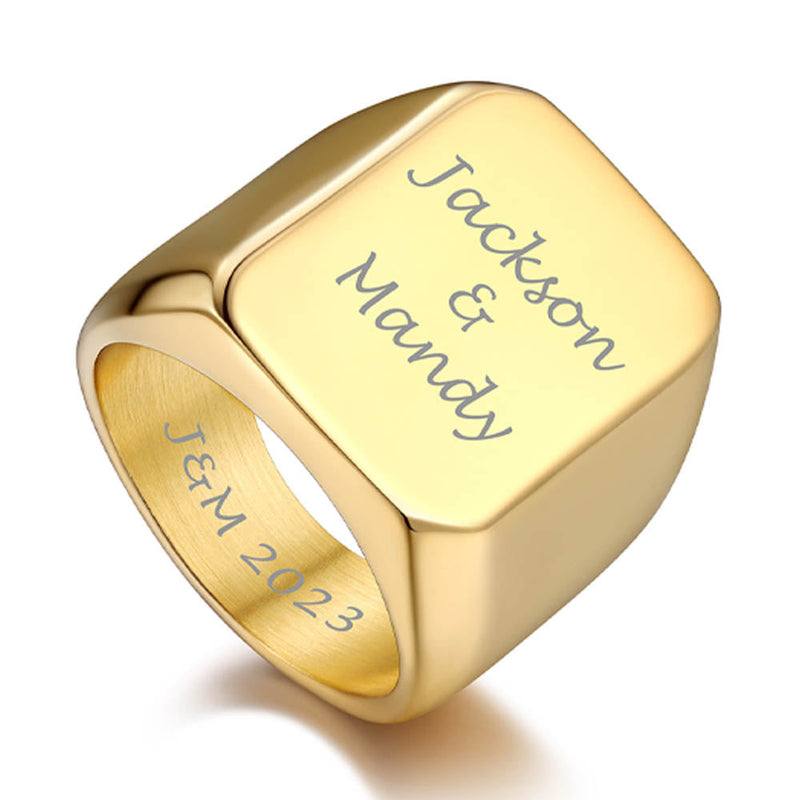 Customized Text Chunky Signet Ring for