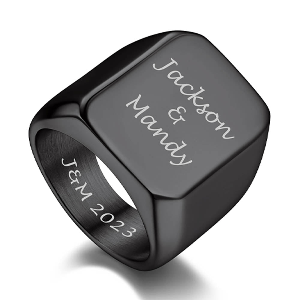 Customized Text Chunky Signet Ring for