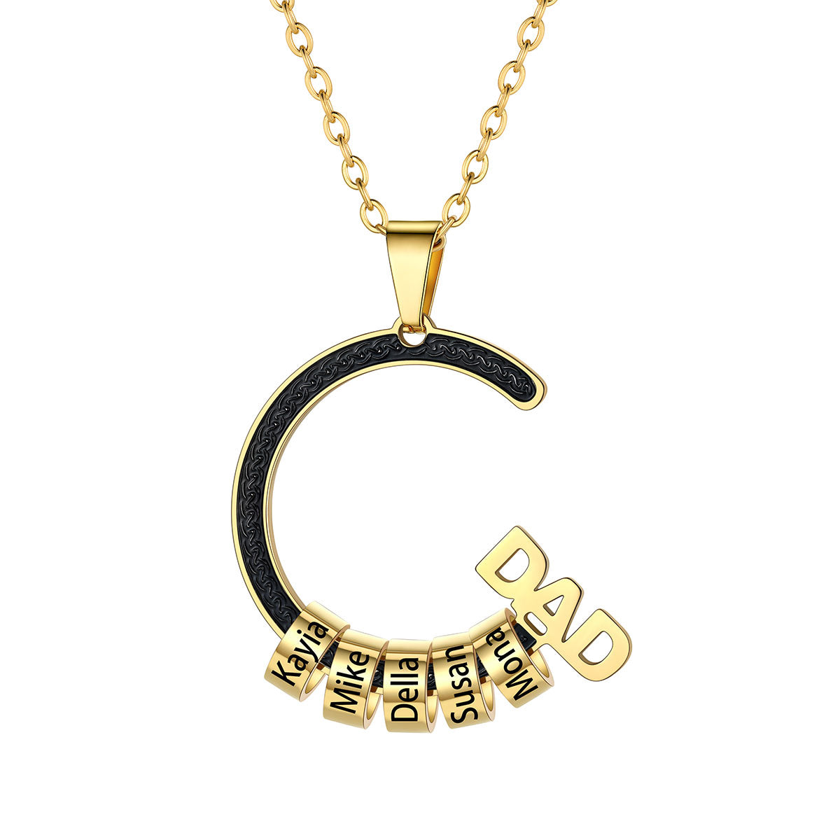 Personalized 1-5 Names Beads Necklace for Dad