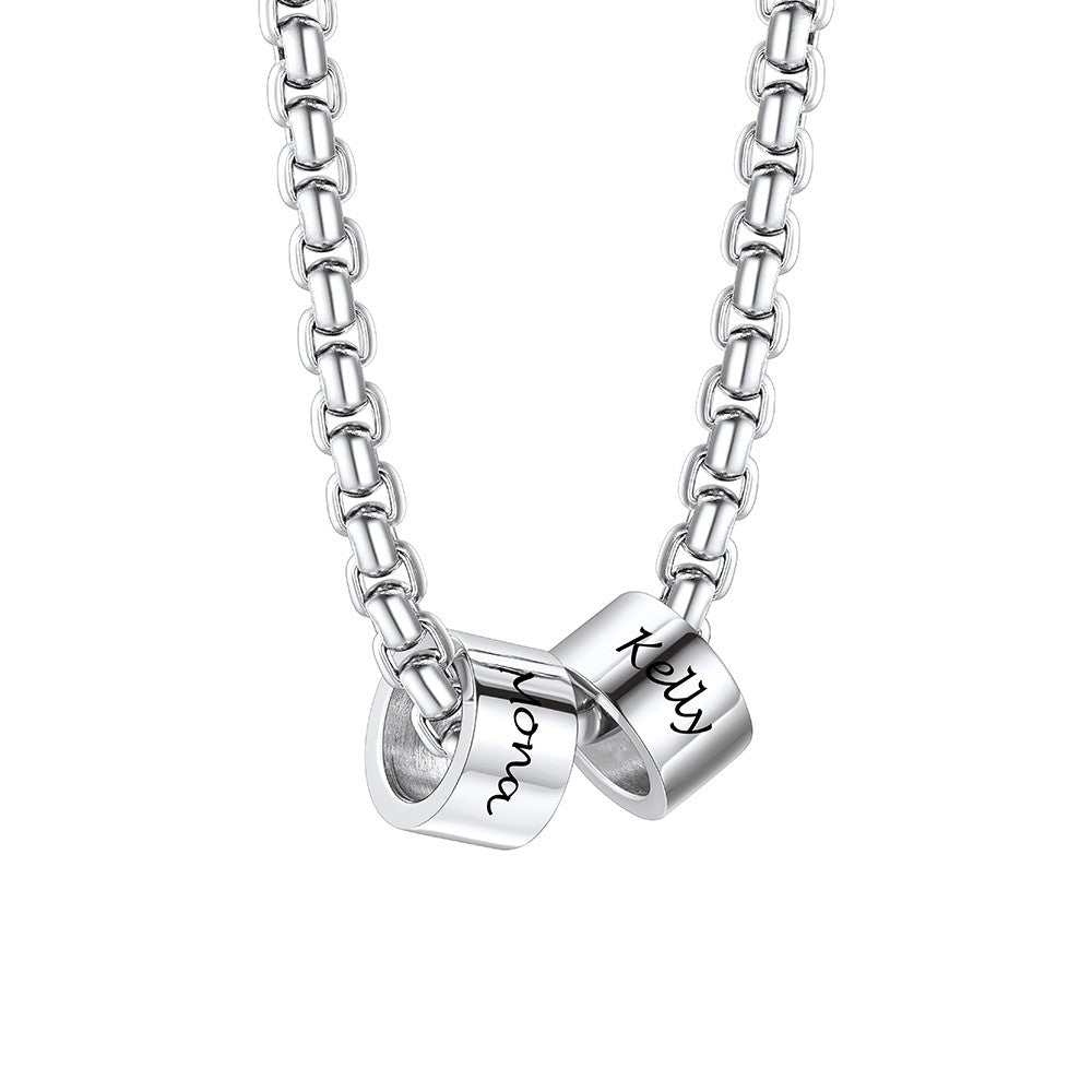 Customized Engraved Name Beads Chain Necklace for