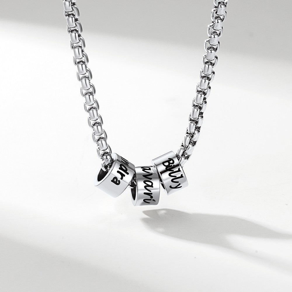 Customized Engraved Name Beads Chain Necklace for