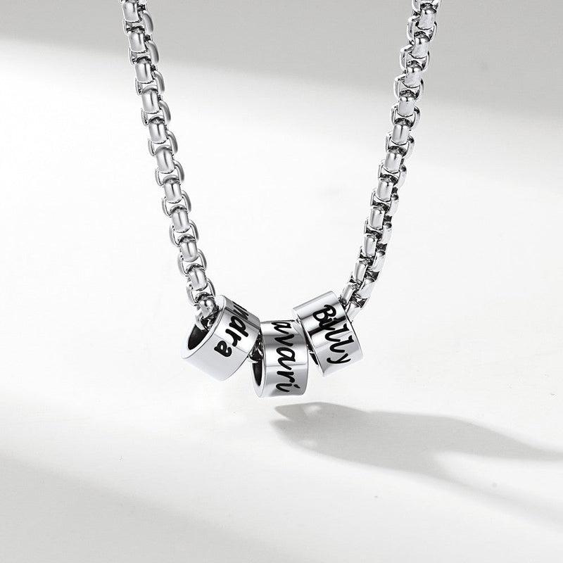 Customized Engraved Name Beads Chain Necklace for