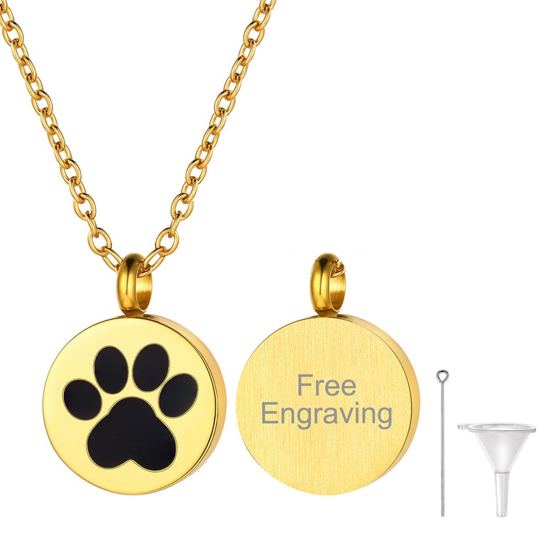 Customized Pet Footprints Urn Necklace for Ashes Memorial Gift