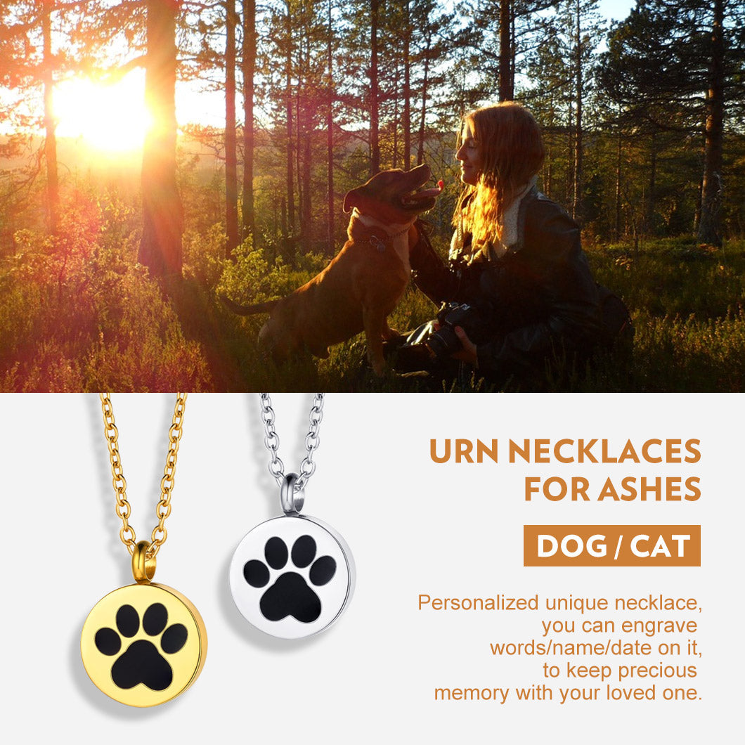 Customized Pet Footprints Urn Necklace for Ashes Memorial Gift