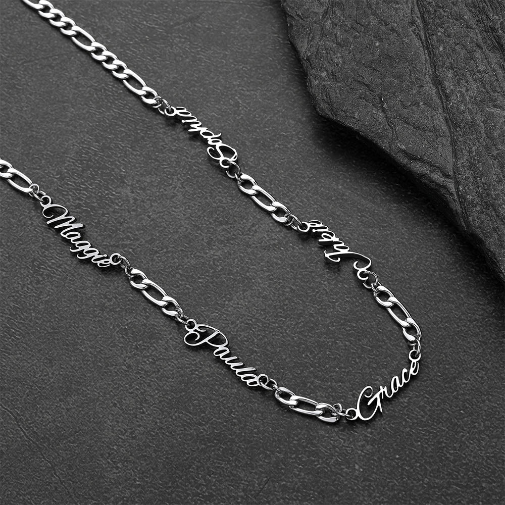 Customized Name Necklace With 3mm Width Figaro Chain , Father's Day Gifts