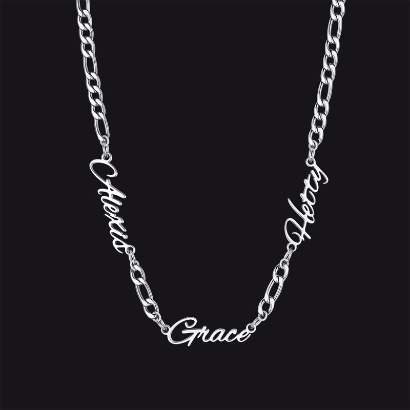 Customized Name Necklace With 3mm Width Figaro Chain , Father's Day Gifts