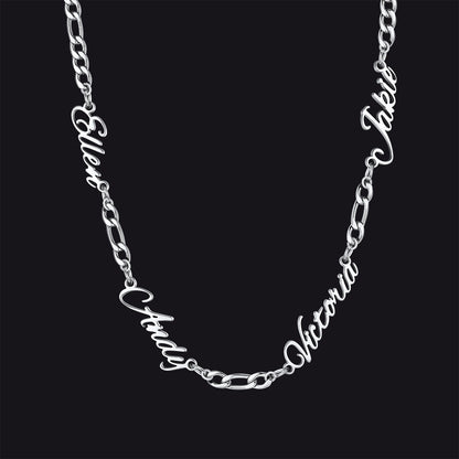 Customized Name Necklace With 3mm Width Figaro Chain , Father's Day Gifts