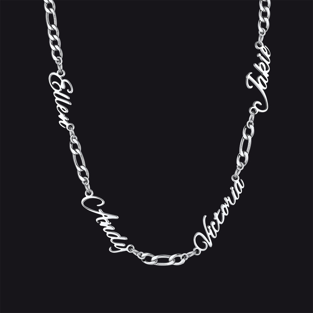 Customized Name Necklace With 3mm Width Figaro Chain , Father's Day Gifts
