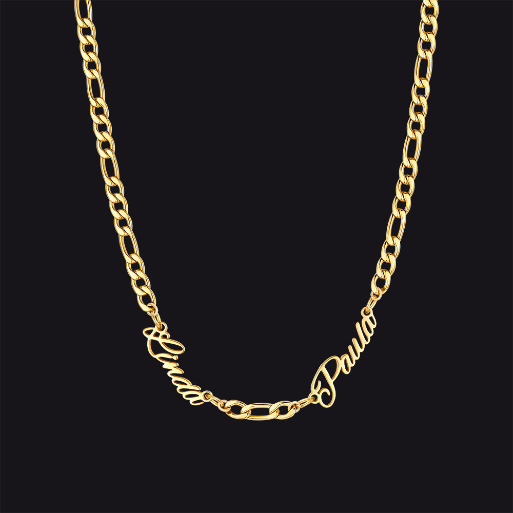 Customized Name Necklace With 3mm Width Figaro Chain , Father's Day Gifts