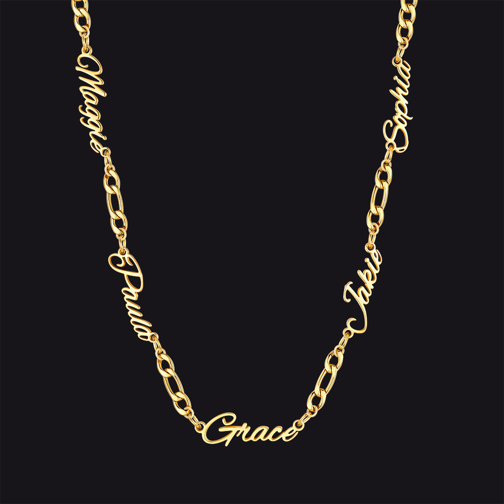 Customized Name Necklace With 3mm Width Figaro Chain , Father's Day Gifts