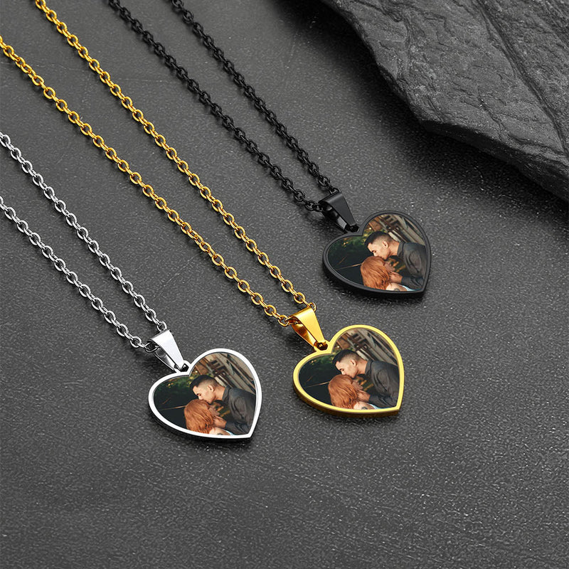 Customized Heart Photo Picture Necklace With Calendar for