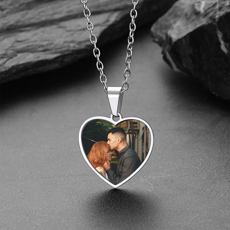 Customized Heart Photo Picture Necklace With Calendar for