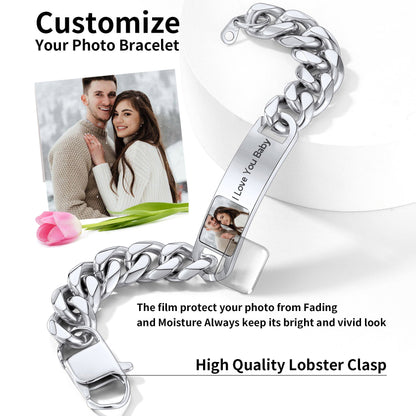 Customized Photo Cuban Chain Link Bracelet for