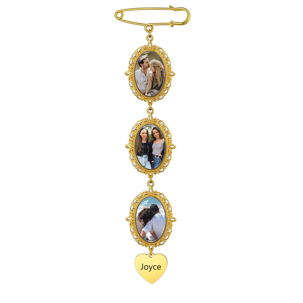 Customized Memorial Picture Charms Brooch Pins for Wedding