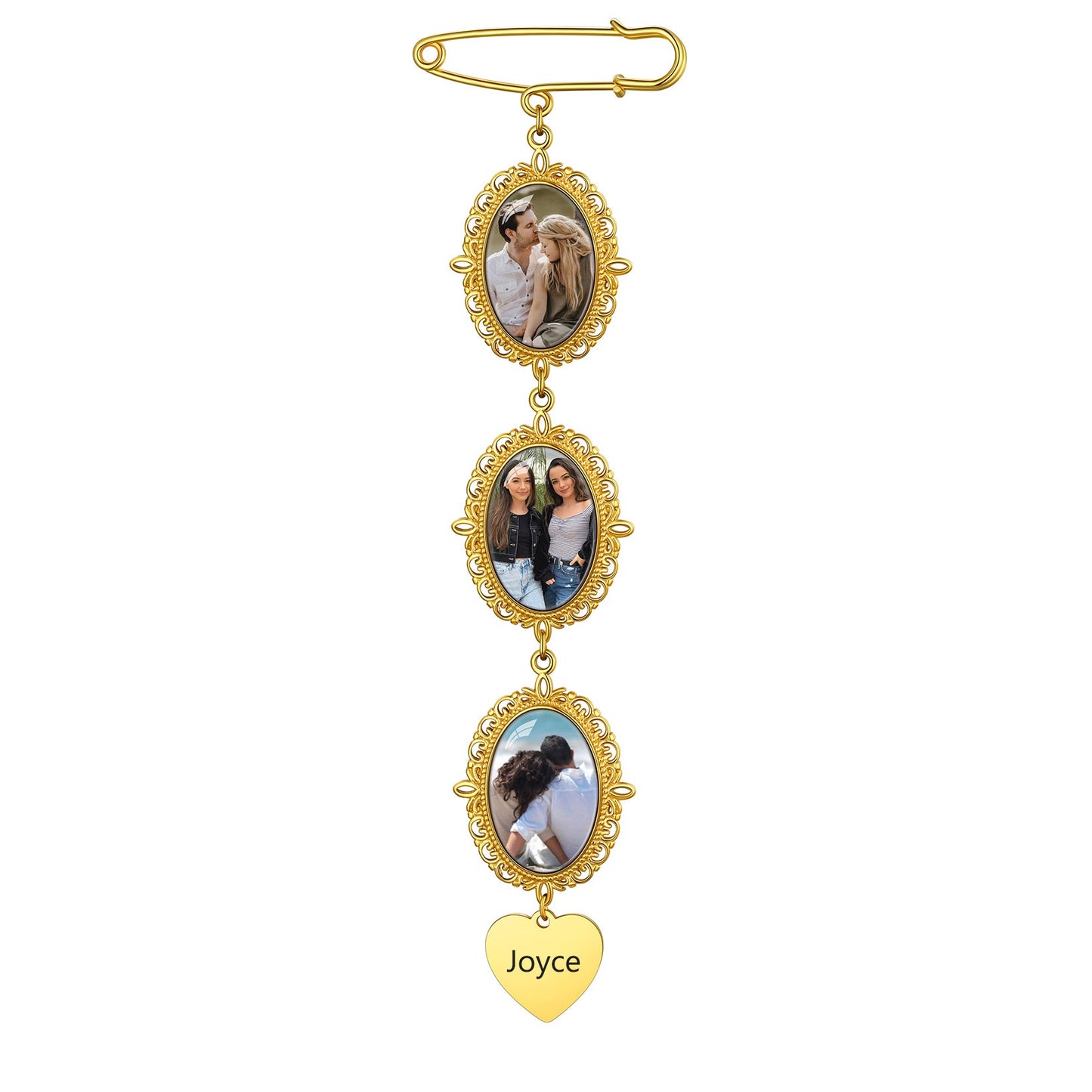 Customized Memorial Picture Charms Brooch Pins for Wedding