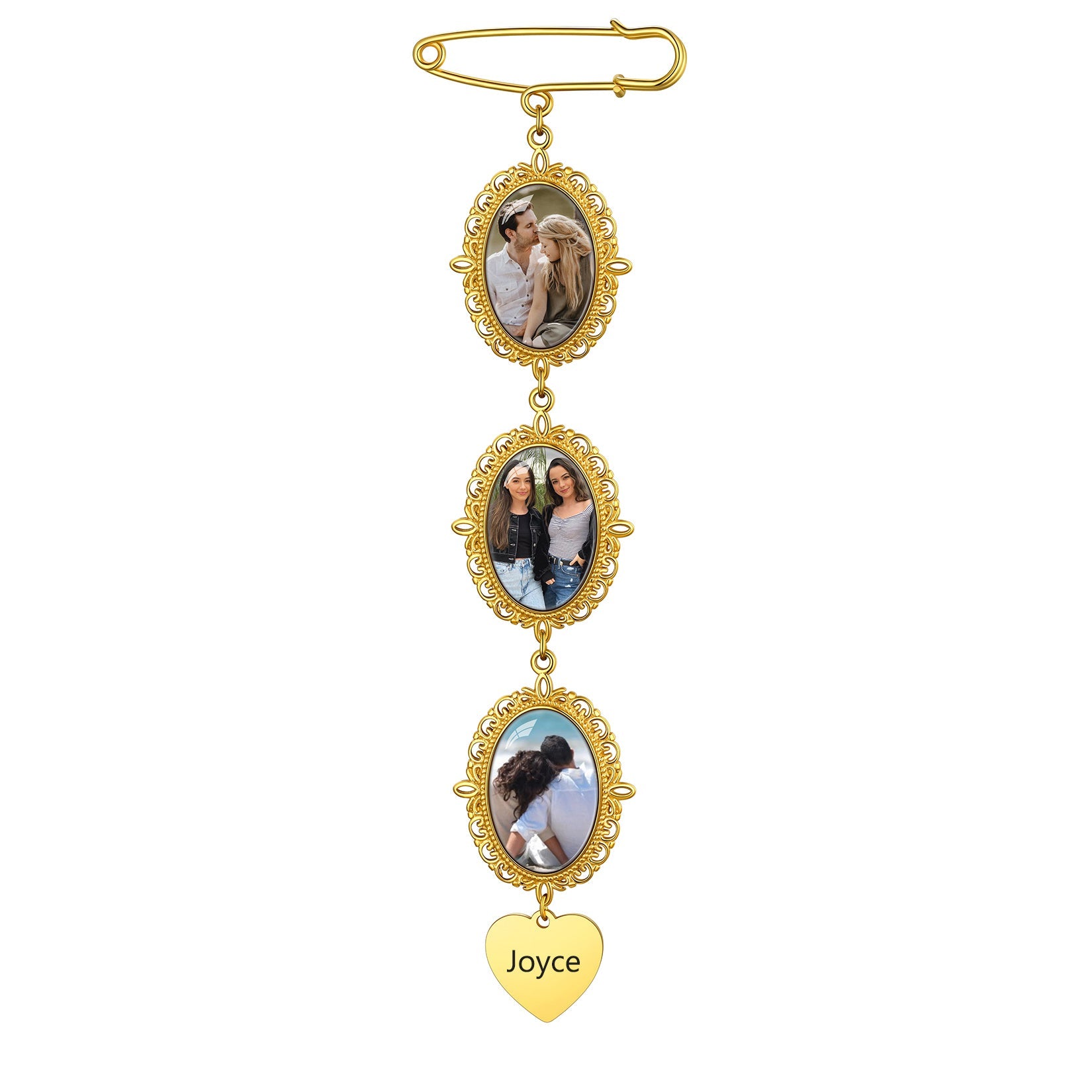 Customized Memorial Picture Charms Brooch Pins for Wedding