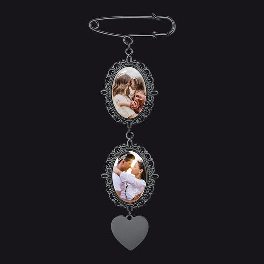 Customized Memorial Picture Charms Brooch Pins for Wedding