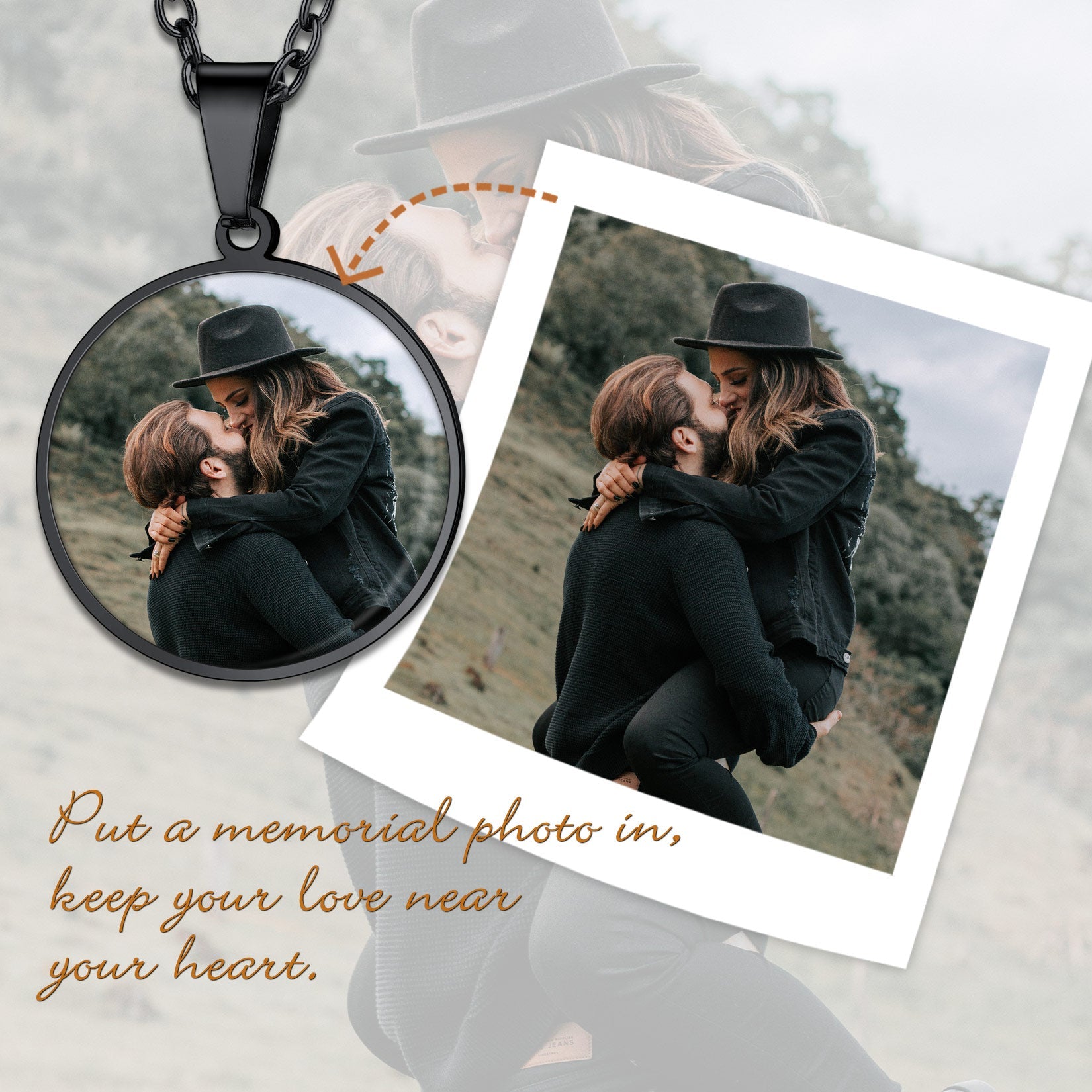 Customized Round Picture Necklace Memorial Gift for