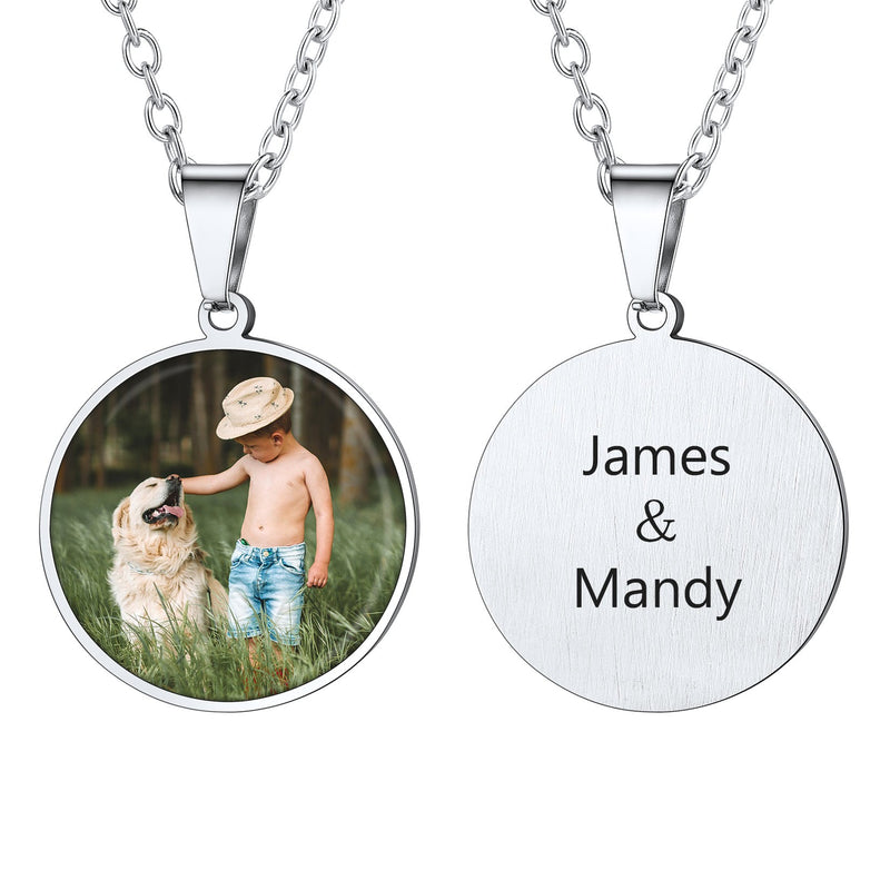 Customized Round Picture Necklace Memorial Gift for