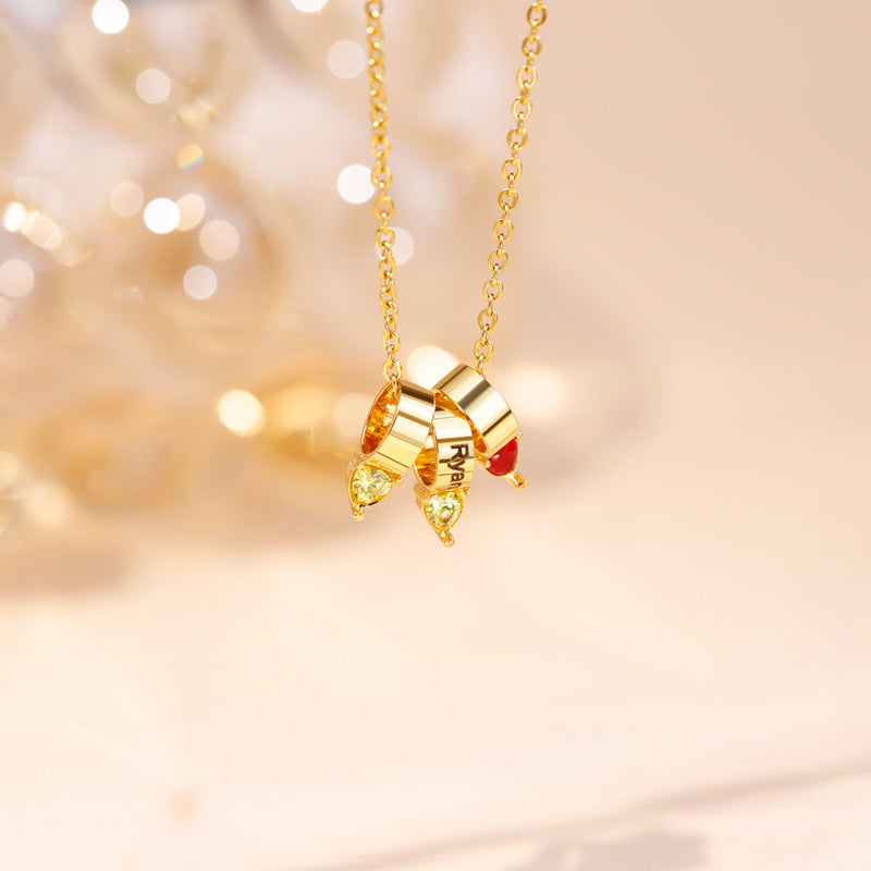 Customized Names Heart Birthstone Necklace for Mother