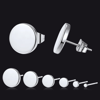 6 Pairs Punk Round Stud Earrings Set for
