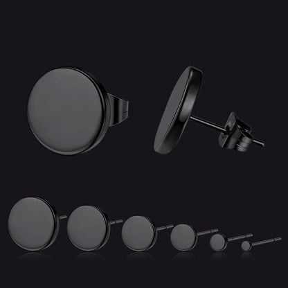 6 Pairs Punk Round Stud Earrings Set for