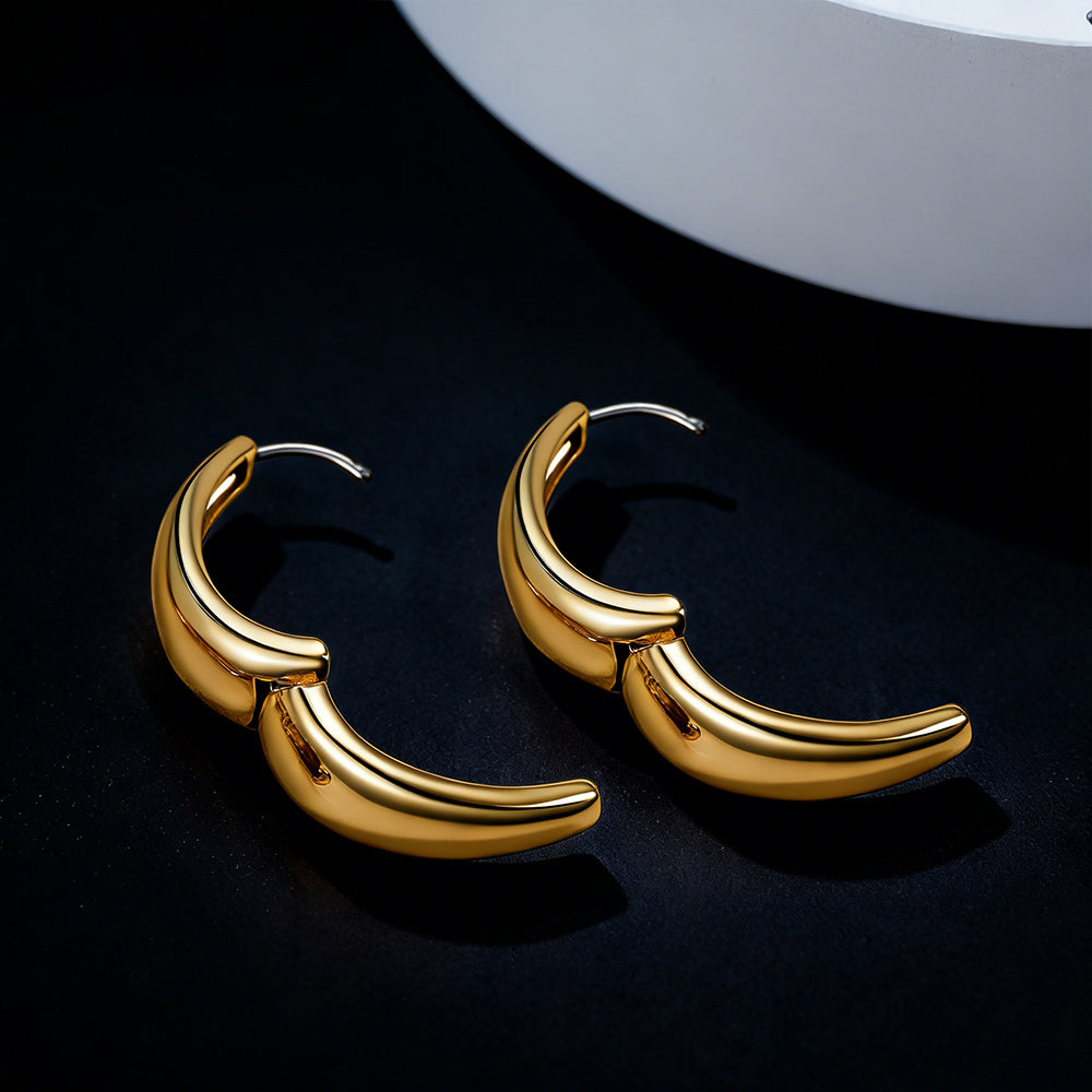 Classic Hollow Oval Puffed Hoop Earrings for , 14k Gold
