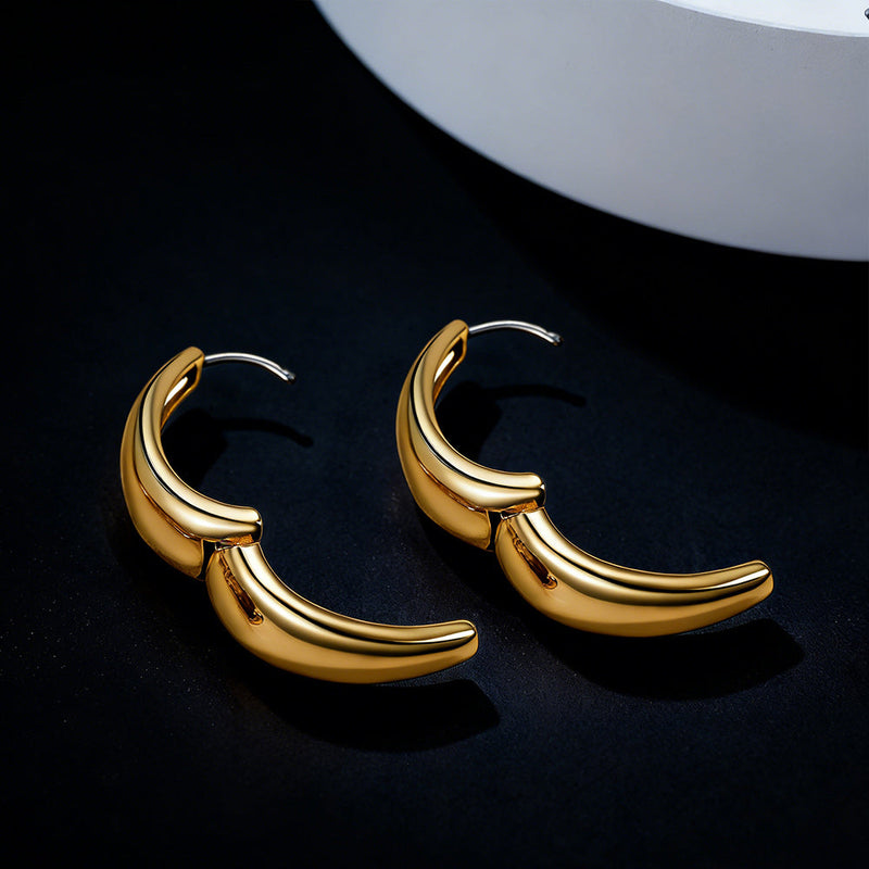 Classic Hollow Oval Puffed Hoop Earrings for , 14k Gold