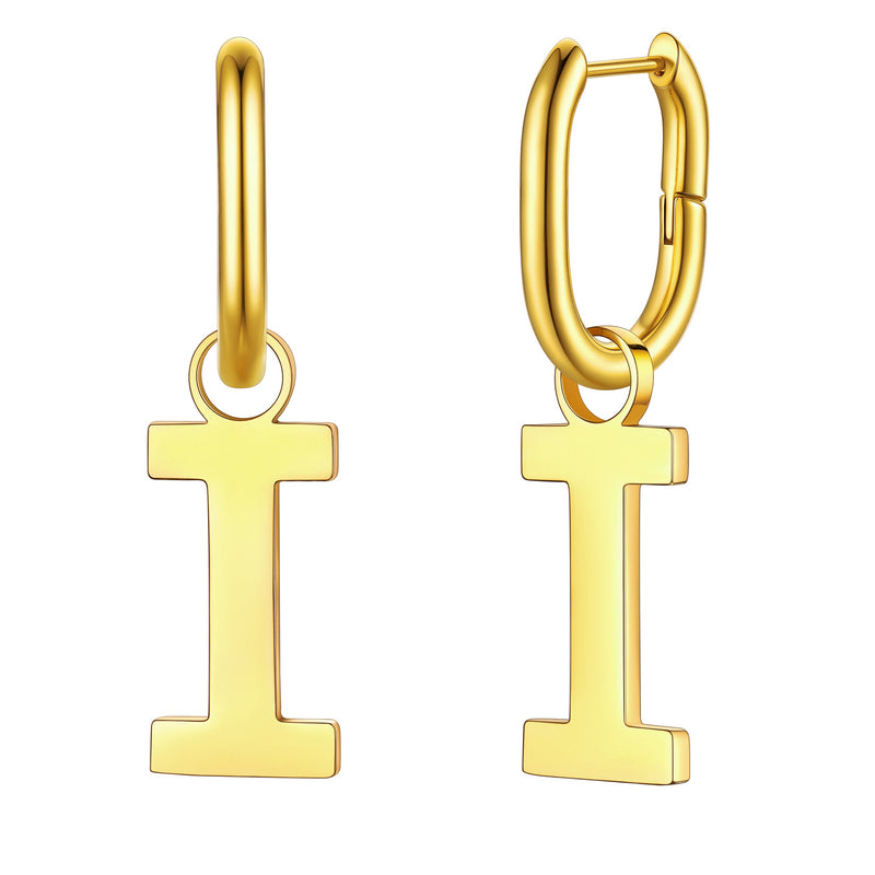 Hypoallergenic Initial Letter Dangle Earrings for