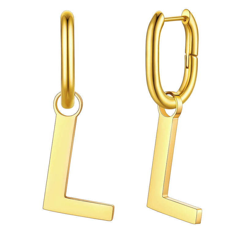 Hypoallergenic Initial Letter Dangle Earrings for