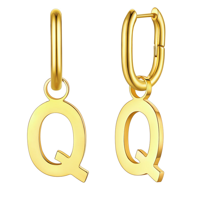 Hypoallergenic Initial Letter Dangle Earrings for