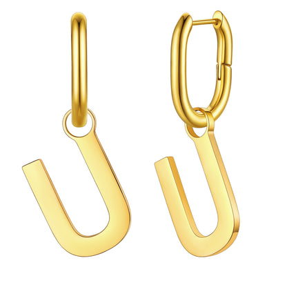 Hypoallergenic Initial Letter Dangle Earrings for