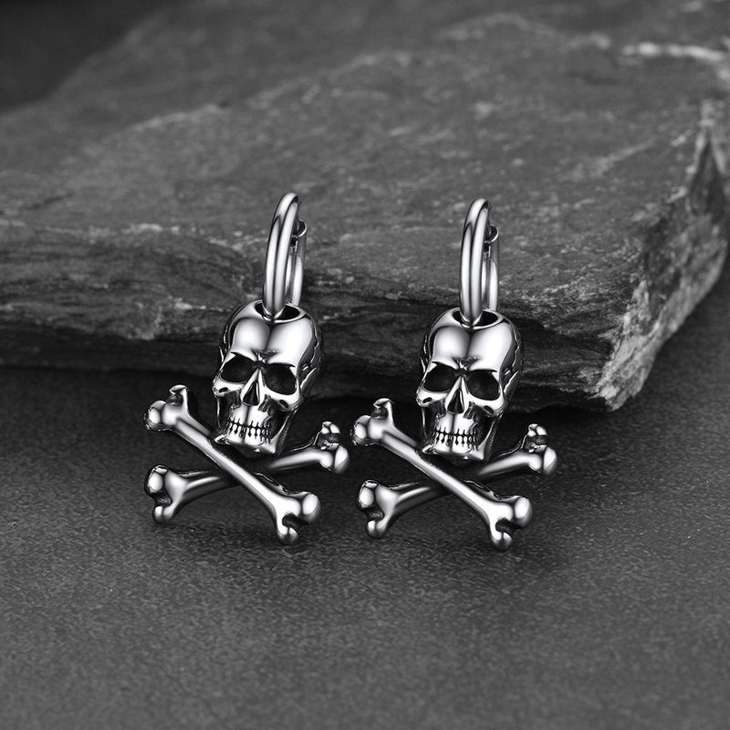 Punk Skull Crossbone Hoop Earrings Gift for